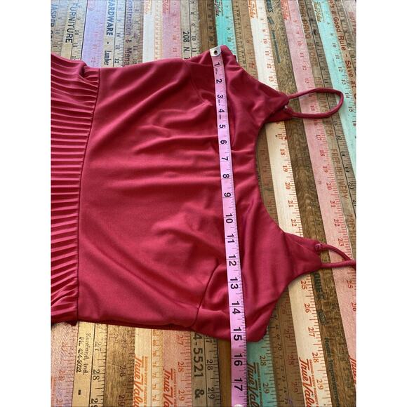 Vintage Jody T California Accordion Pleat Cami Midi Tank Cocktail Dress Disco S - Picture 12 of 13